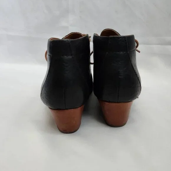 Kork Ease Helen Leather Ankle Boots Women's 6 Black Brown Lace Up Heritage Derby - Picture 5 of 14